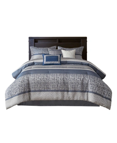 Madison Park Rhapsody Jacquard 7-pc. Comforter Set, Queen Bedding In Navy