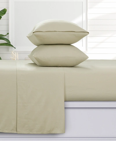 Azores Home Solid 170-gsm Flannel Extra Deep Pocket 4 Piece Sheet Set, King In Natural