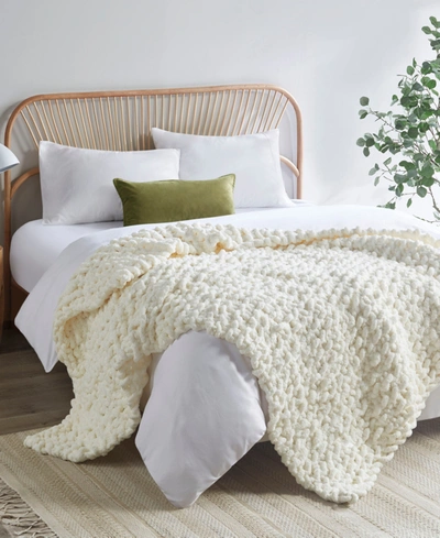Madison Park Chunky-knit Chenille Throw, 50" X 60" In Ivory
