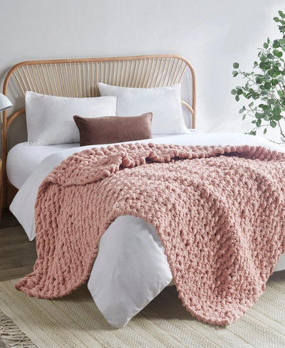 Madison Park Chunky-knit Chenille Throw, 50" X 60" In Blush