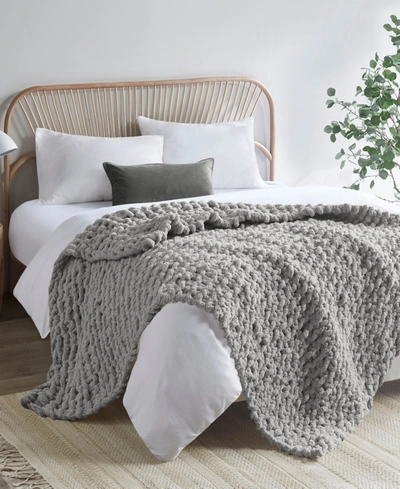 Madison Park Chunky-knit Chenille Throw, 50" X 60" In Gray