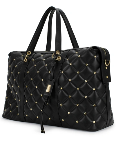 Badgley Mischka Quilted Travel Tote Weekender Bag In Quilted Black