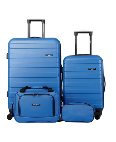 Travelers Club Austin 4 Piece Hardside Luggage Set In Blue