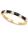 Macy's Onyx & White Topaz (1/4 Ct. T.w.) Stack Ring In 14k Gold In K Yellow Gold