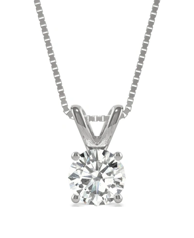 Charles & Colvard Moissanite Solitaire Pendant 1 Ct. T.w. Diamond Equivalent In 14k White Or Yellow Gold In White Gold