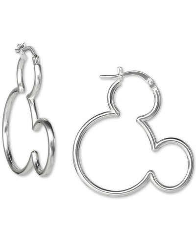Disney Mickey Mouse Hoop Earrings In Sterling Silver