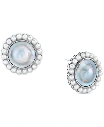 Macy's Blister Shell & Cultured Freshwater Pearl (2-1/2mm) Stud Earrings In Sterling Silver