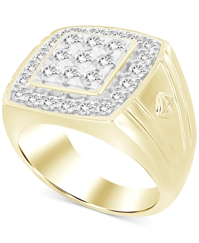 Macy's Men's Diamond Framed Cluster Ring (2 Ct. T.w.) In 10k Gold In K Yellow Gold