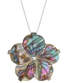 Macy's Abalone Shell Flower 18" Pendant Necklace In Sterling Silver In Sterling Silver