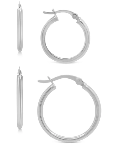 Macy's 2-pc. Set Polished Hoop Earrings In Sterling Silver, 15mm And 20mm