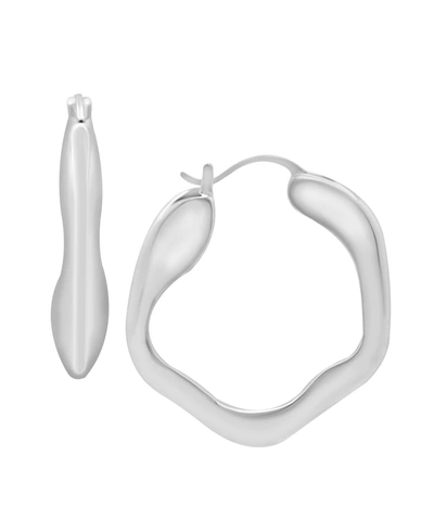 Essentials Gold Or Silver Plated Wave Look Click Top Earrings In Silver-plated