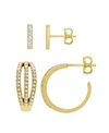 ESSENTIALS GOLD PLATED 2-PIECE C HOOP BAR EARRINGS SET