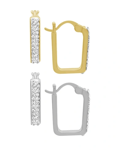 Essentials Gold Plated 2-piece Click Top Hoop Earrings Set In Gold-plated