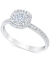 Macy's Diamond Halo Cluster Diamond Engagement Ring (3/8 Ct. T.w.) In 14k White Gold In White Gold