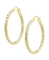 ESSENTIALS SILVER OR GOLD PLATED CLEAR CRYSTAL HOOP EARRINGS