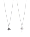 FAO SCHWARZ FINE SILVER PLATED CROSS PENDANT MOMMY AND ME NECKLACE SET, 2 PIECE