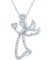 Macy's Diamond Angel Pendant Necklace (1/10 Ct. T.w.) In Sterling Silver In Sterling Silver