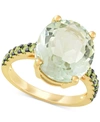 Macy's Green Quartz (7-1/2 Ct. T.w.) & Peridot (1/2 Ct. T.w.) Statement Ring In 18k Gold-plated Sterling Si In Green Quartz