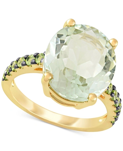 Macy's Green Quartz (7-1/2 Ct. T.w.) & Peridot (1/2 Ct. T.w.) Statement Ring In 18k Gold-plated Sterling Si