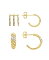Essentials Gold Plated 2-piece C Hoop And Multi Row Hoop Earrings Set In Gold-plated