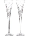 Waterford Wishes Happy Celebrations Script Letter Monogram Toasting Flutes, Set Of 2 In White