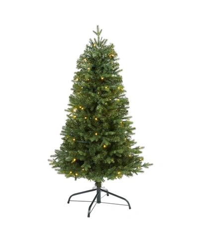 Nearly Natural Vermont Fir Artificial Christmas Tree With 100 Clear Led Lights In Green