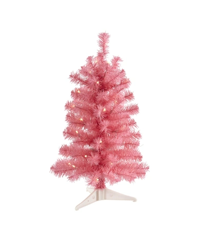 Nearly Natural Artificial Christmas Tree With 35 Led Lights And 72 Bendable Branches In Pink