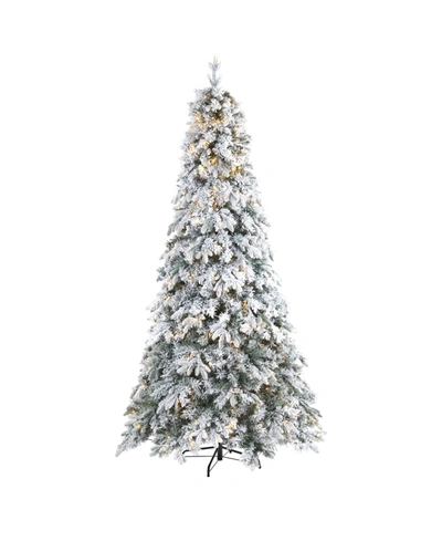 Nearly Natural Flocked Vermont Mixed Pine Artificial Christmas Tree With 600 Led Lights In Gray