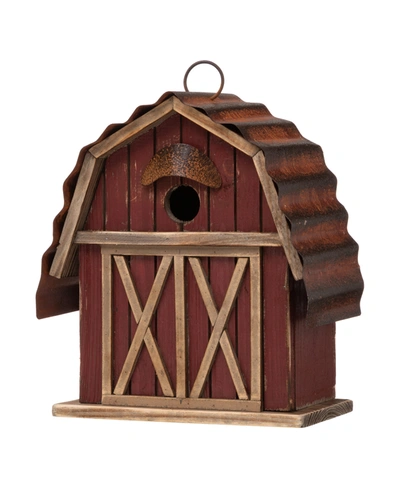 Glitzhome Rustic Barn Birdhouse, 10.25" In Red