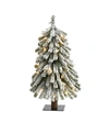 Nearly Natural Flocked Grand Alpine Artificial Christmas Tree With 35 Clear Lights And 111 Bendable Branches On Nat In Green