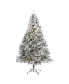 Nearly Natural Flocked Rock Springs Spruce Artificial Christmas Tree With 350 Clear Led Lights And 800 Bendable Bra In Multi