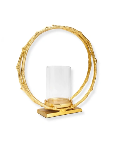 Classic Touch 4.75" Circle Hurricane Candle Holder In Gold-tone