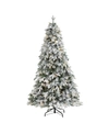 Nearly Natural Flocked Vermont Mixed Pine Artificial Christmas Tree With 150 Clear Led Lights In Multi