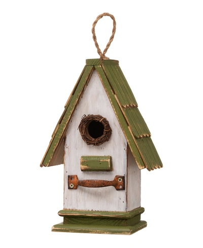 Glitzhome Roof Birdhouse, 10.75"h In Green