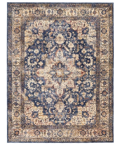 Km Home Taza Heriz 7' 10" X 9' 10" Area Rug In Dark Blue
