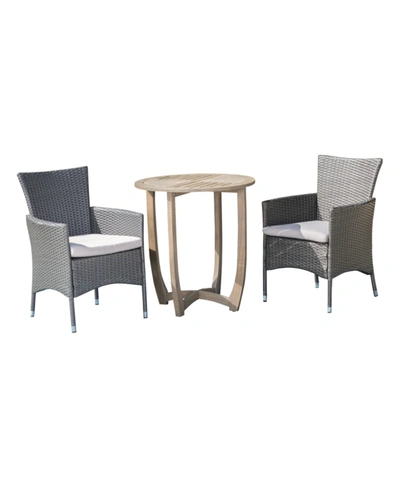 Noble House Ellie Outdoor 3pc Bistro Set In Gray