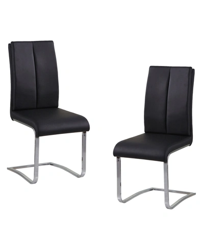Best Master Furniture England Modern Faux Leather With Chrome Dining Side Chairs, Set Of 2 In Black