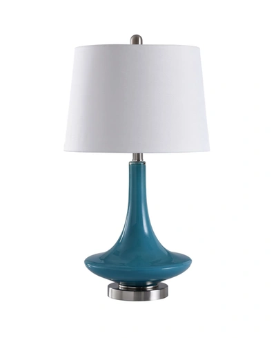 Stylecraft Hardback Fabric Shade Table Lamp In Blue