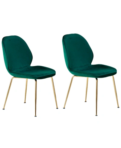 Best Master Furniture Franklin Velvet Mid Century Upholstered Side Chairs, Set Of 2 In Green