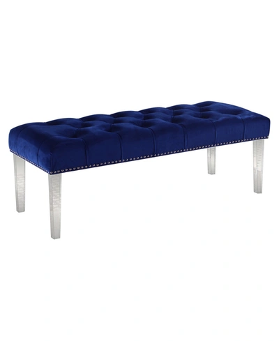 Best Master Furniture Thomas Suede Upholstered Tufted Bench With Acrylic Legs In Blue