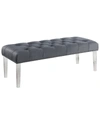 BEST MASTER FURNITURE THOMAS SUEDE UPHOLSTERED TUFTED BENCH WITH ACRYLIC LEGS