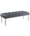 Best Master Furniture Thomas Suede Upholstered Tufted Bench With Acrylic Legs In Gray