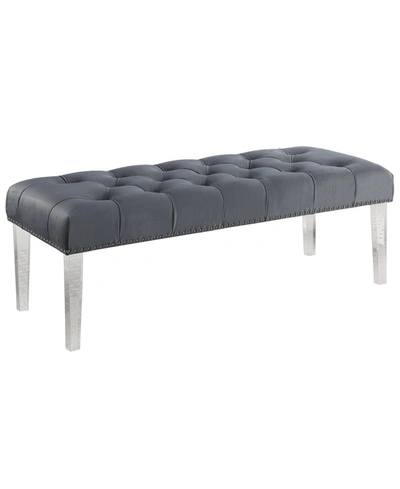 Best Master Furniture Thomas Suede Upholstered Tufted Bench With Acrylic Legs In Gray