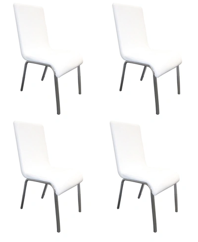 Best Master Furniture Bailee Modern Faux Leather Side Chairs, Set Of 4 In White