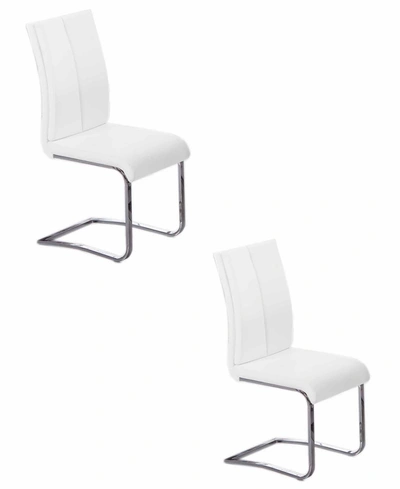 Best Master Furniture England Modern Faux Leather With Chrome Dining Side Chairs, Set Of 2 In White