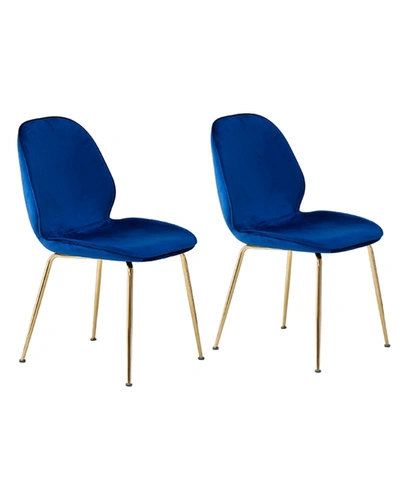 Best Master Furniture Franklin Velvet Mid Century Upholstered Side Chairs, Set Of 2 In Blue