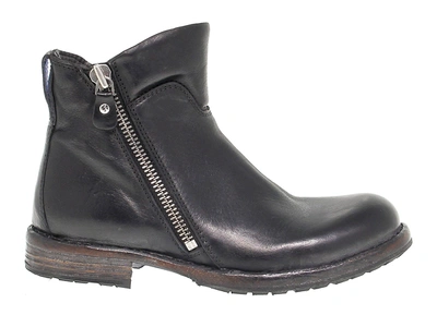 Moma Womens Black Leather Ankle Boots