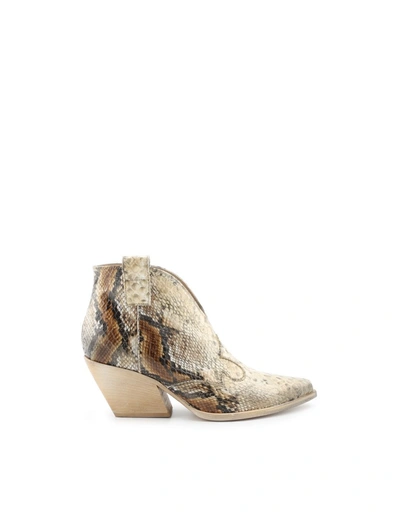 Elena Iachi Womens Beige Leather Ankle Boots In Brown