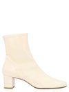BY FAR BY FAR WOMEN'S  WHITE LEATHER ANKLE BOOTS