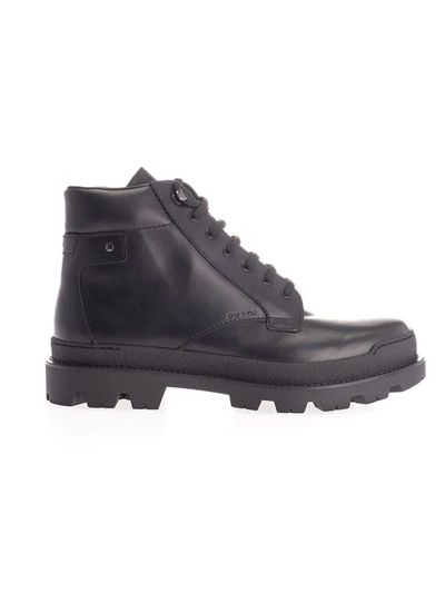 Prada Men's  Black Leather Ankle Boots
